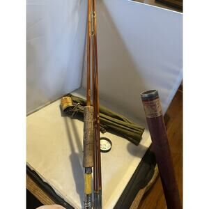 C1930s South Bend #59 8.2' Bamboo Fly Rod 3 Pc + Extra tip Cloth Sleeve & Tube